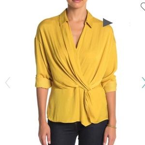 Naked Zebra Yellow Ling Sleeved Satin Blouse